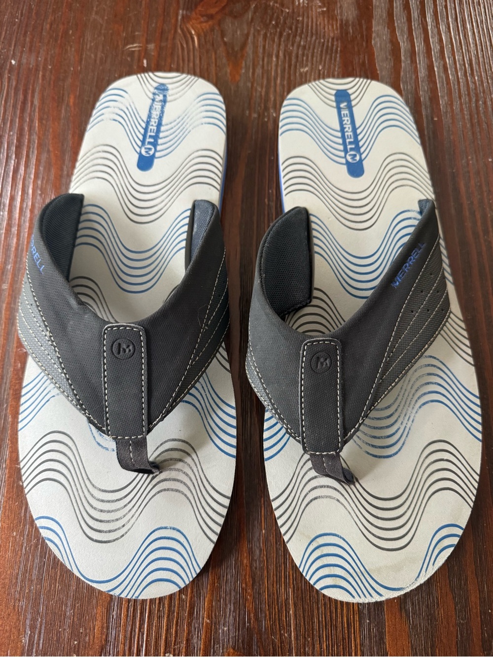 Merrell Men’s Size 14 Flip Flop Sandals Gray Granite Blue